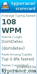 Scorecard for user domdetex