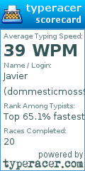 Scorecard for user dommesticmoss941