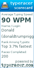 Scorecard for user donaldtrumpniggas