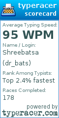 Scorecard for user dr_bats