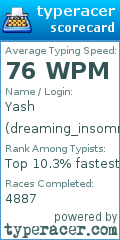 Scorecard for user dreaming_insomniac