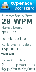 Scorecard for user drink_coffee