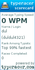 Scorecard for user duldul4321