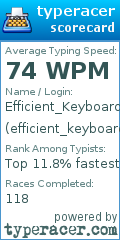 Scorecard for user efficient_keyboard_tester