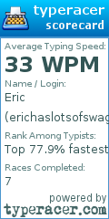 Scorecard for user erichaslotsofswag