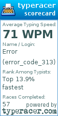 Scorecard for user error_code_313