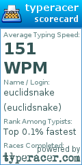 Scorecard for user euclidsnake