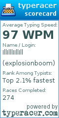 Scorecard for user explosionboom