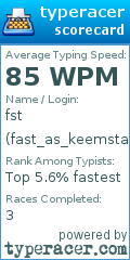 Scorecard for user fast_as_keemstar