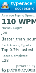 Scorecard for user faster_than_sound
