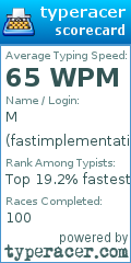 Scorecard for user fastimplementation