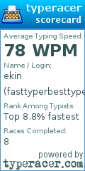 Scorecard for user fasttyperbesttyper