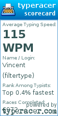 Scorecard for user filtertype