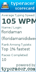 Scorecard for user floridamanididweed