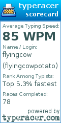 Scorecard for user flyingcowpotato