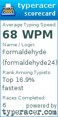 Scorecard for user formaldehyde24