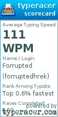 Scorecard for user forruptedhrek