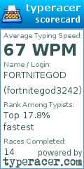 Scorecard for user fortnitegod3242