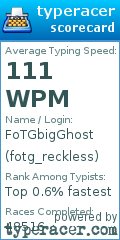 Scorecard for user fotg_reckless