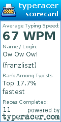 Scorecard for user franzliszt
