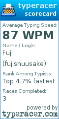 Scorecard for user fujishuusake