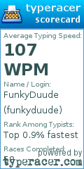 Scorecard for user funkyduude