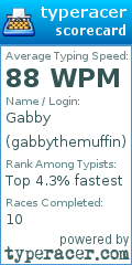 Scorecard for user gabbythemuffin