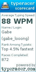 Scorecard for user gabe_looong