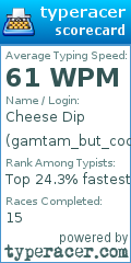 Scorecard for user gamtam_but_cooler