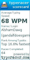 Scorecard for user gandalfdoesgaming3