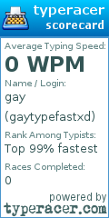 Scorecard for user gaytypefastxd