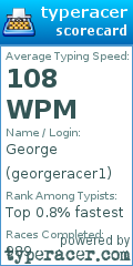 Scorecard for user georgeracer1