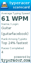 Scorecard for user guitarfacebook