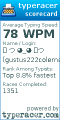 Scorecard for user gustus222colemak