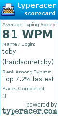 Scorecard for user handsometoby