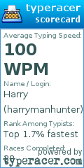 Scorecard for user harrymanhunter