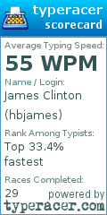 Scorecard for user hbjames
