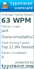 Scorecard for user herecomedatboi72