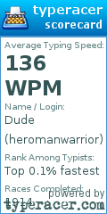 Scorecard for user heromanwarrior