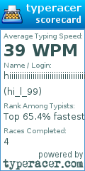 Scorecard for user hi_l_99