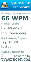 Scorecard for user ho_mosenpie