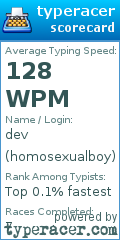 Scorecard for user homosexualboy