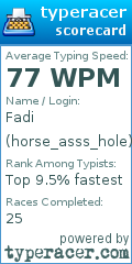 Scorecard for user horse_asss_hole