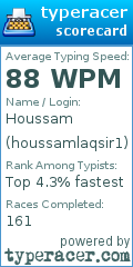 Scorecard for user houssamlaqsir1