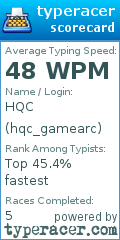 Scorecard for user hqc_gamearc