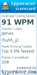 Scorecard for user huhh_jj