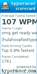 Scorecard for user hulahoopfasttype