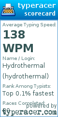 Scorecard for user hydrothermal