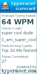 Scorecard for user i_am_super_cool