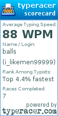 Scorecard for user i_likemen99999